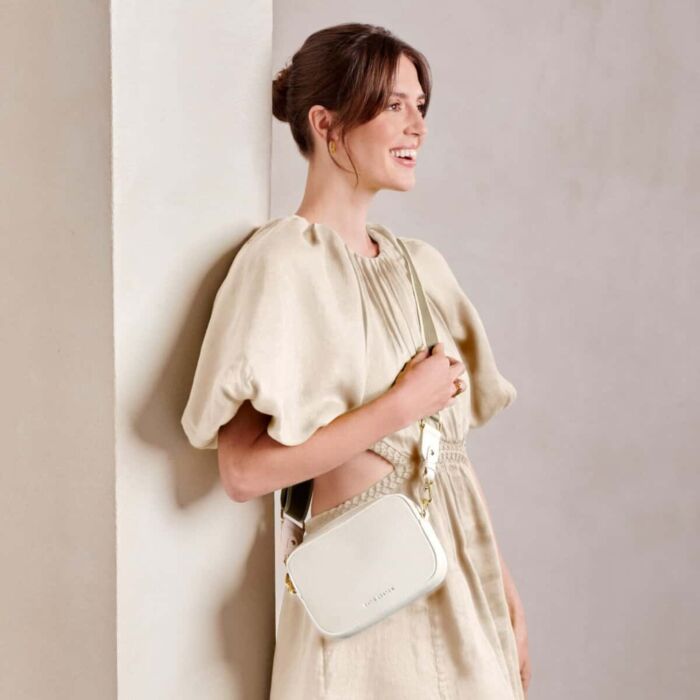 Katie Loxton Zana Mini Canvas Strap Crossbody Bag - Off White
